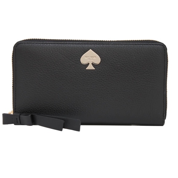 Kate Spade Leroy Street Neda Full Zip Black Leather Wallet - Picture 1 of 13